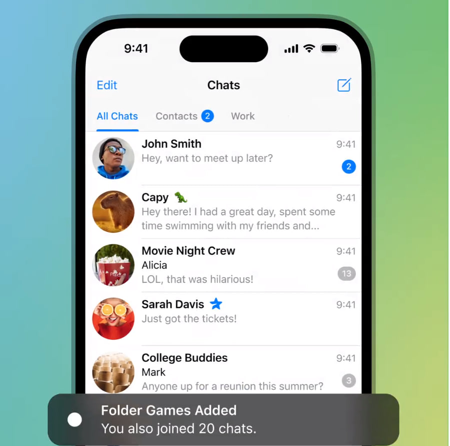 Telegram中文版推出可共享聊天文件夹、自定义壁纸等 2 Telegram中文版共享的聊天文件夹-电报官网
